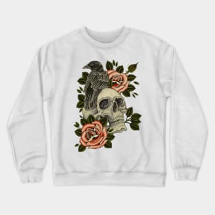 Crow and skull Crewneck Sweatshirt